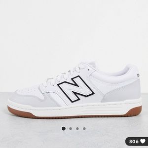 New Balance 480 Court Sneakers white with Rubber gum sole